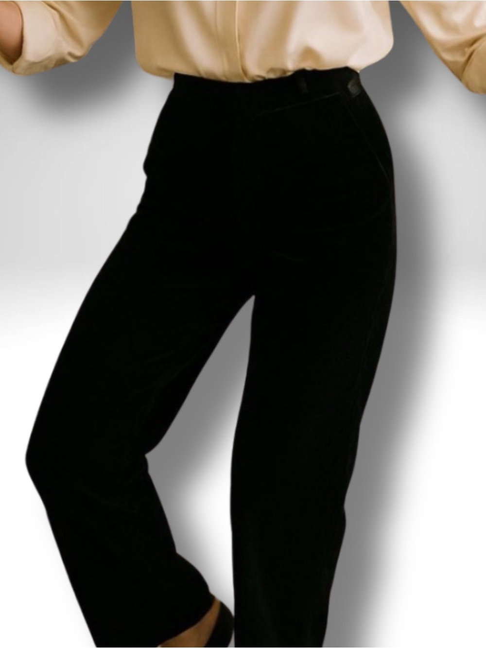 Vintage Talbots Black Velvet High Waist Side Button Pants 4P Petite Made in USA